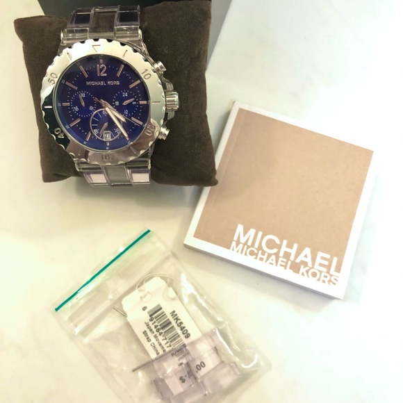 Michael Kors Watch Clear and Silver Hardware